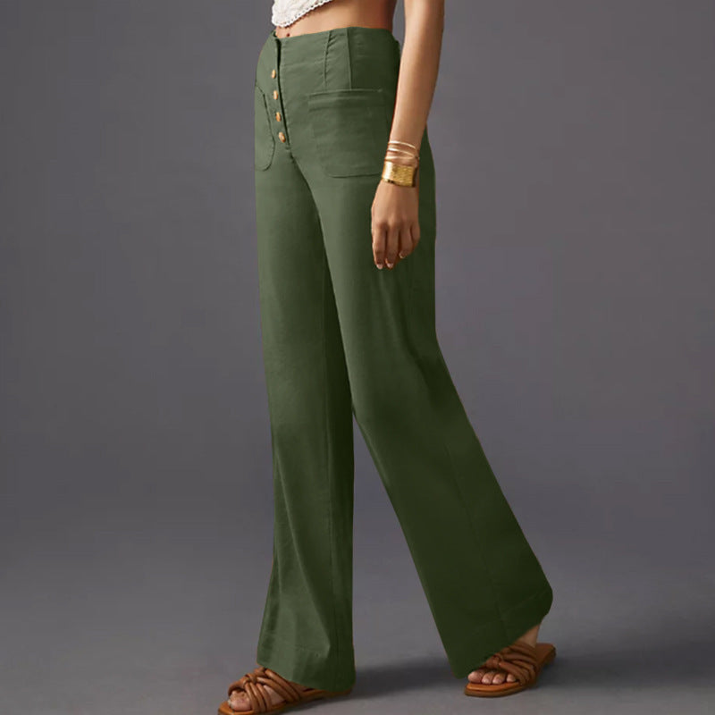 High Waist Button Trouser