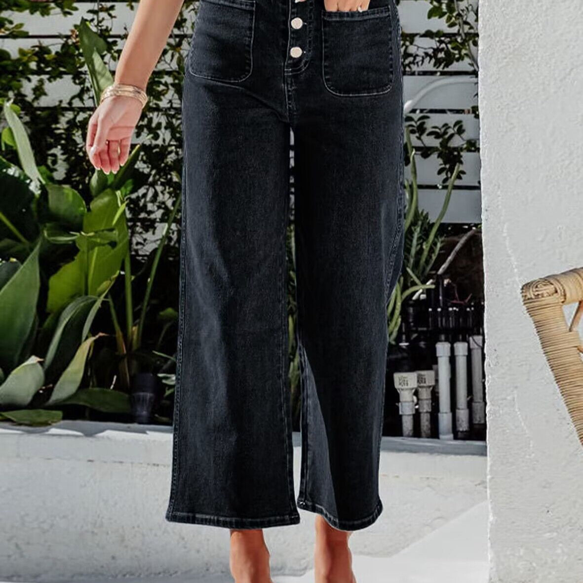 High Waist Down Button Pant