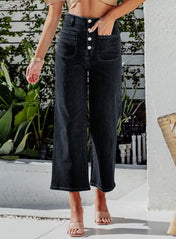 High Waist Down Button Pant