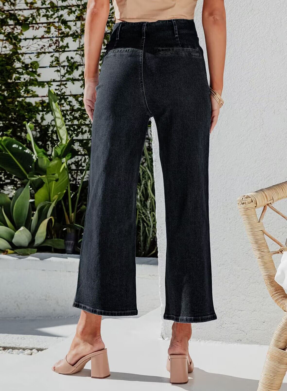 High Waist Down Button Pant