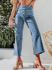 High Waist Down Button Pant