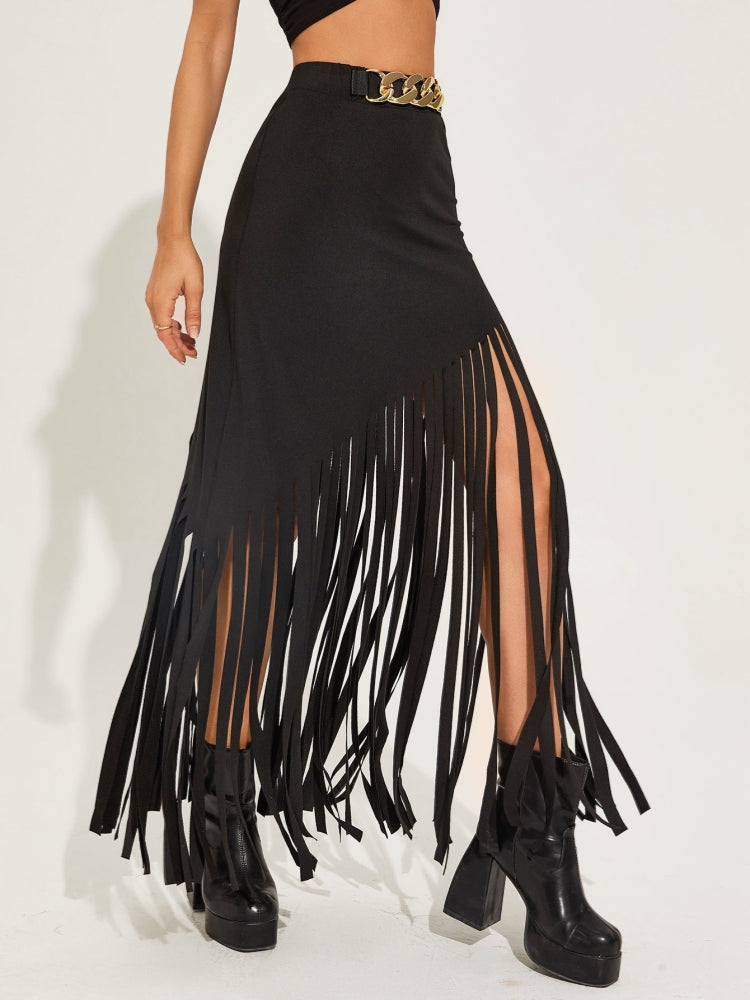 Belted Tassel Skirt