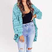 Oversized Fringe Shirt in Plaid