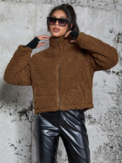 Fleece Coat in Brown