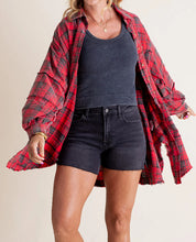 Oversized Fringe Shirt in Plaid