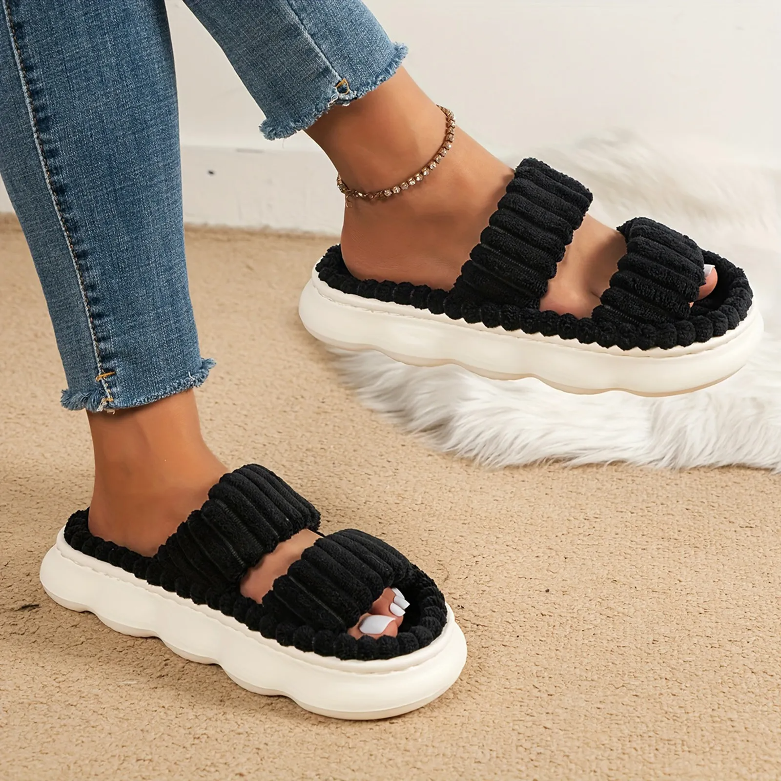 Plush Corduroy Slippers