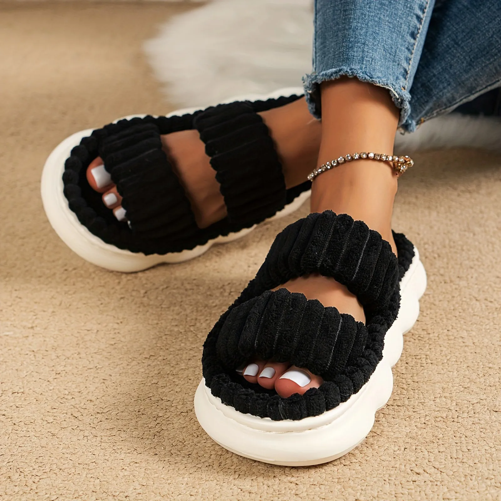 Plush Corduroy Slippers