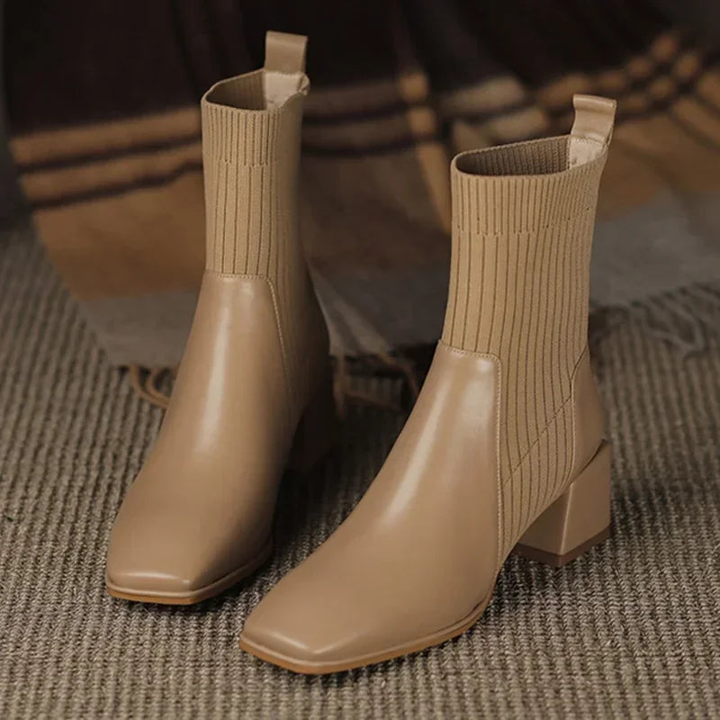 Sleeved Square Toe Boots